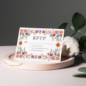 Levendige Victoriaans Tuin Bloemen Wedding RSVP Kaart