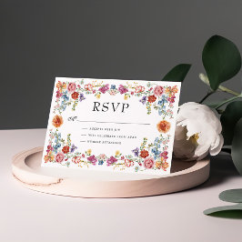 Levendige Victoriaans Tuin Bloemen Wedding RSVP Kaart