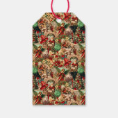 Levendige Victoriaanse Kerstcollage Cadeaulabel (Achterkant)