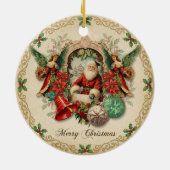 Levendige Victoriaanse Kerstcollage Keramisch Ornament (Achterkant)