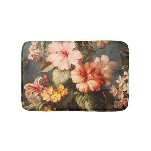 Levendige Vintage Bloemstuk Badmat (Voorkant)