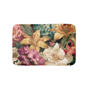 Levendige Vintage Bloemstuk Badmat
