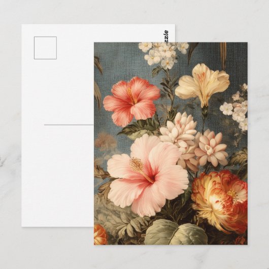 Levendige Vintage Bloemstuk Briefkaart (Voorkant / Achterkant)