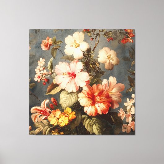 Levendige Vintage Bloemstuk Canvas Afdruk (Voorkant)