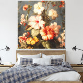 Levendige Vintage Bloemstuk Canvas Afdruk (Insitu (Slaapkamer))