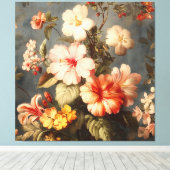 Levendige Vintage Bloemstuk Canvas Afdruk (Insitu (Houten vloer))