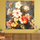 Levendige Vintage Bloemstuk Canvas Afdruk (Insitu (Woonkamer))