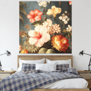Levendige Vintage Bloemstuk Canvas Afdruk