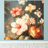 Levendige Vintage Bloemstuk Canvas Afdruk (Insitu (Houten vloer))