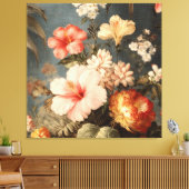 Levendige Vintage Bloemstuk Canvas Afdruk (Insitu (Woonkamer))