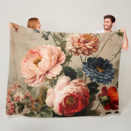 Levendige Vintage Bloemstuk Fleece Deken