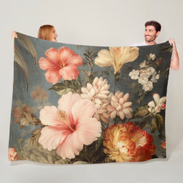 Levendige Vintage Bloemstuk Fleece Deken