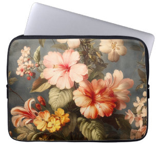 Levendige Vintage Bloemstuk Laptop Sleeve