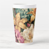Levendige Vintage Bloemstuk Latte Mok (Voorkant)