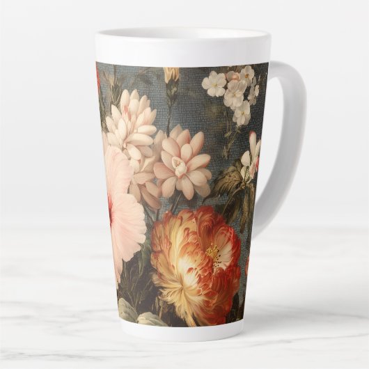Levendige Vintage Bloemstuk Latte Mok (Rechterhoek)