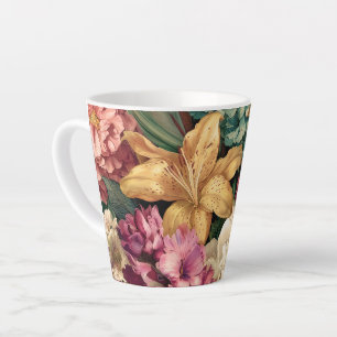 Levendige Vintage Bloemstuk Latte Mok