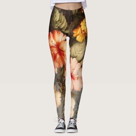 Levendige Vintage Bloemstuk Leggings (Voorkant)