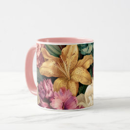 Levendige Vintage Bloemstuk Mok