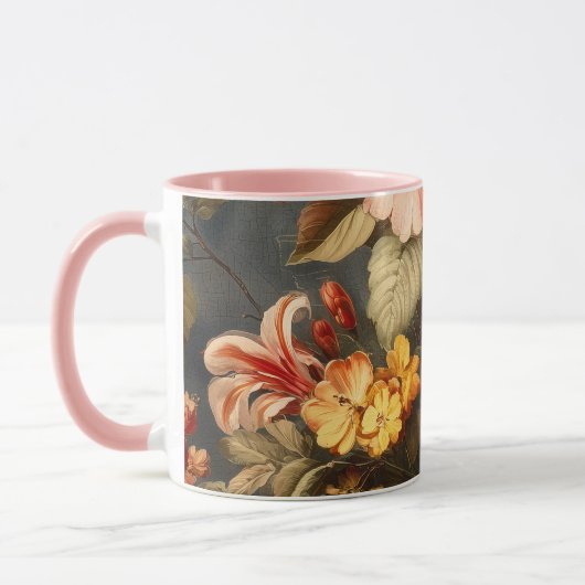 Levendige Vintage Bloemstuk Mok (Links)