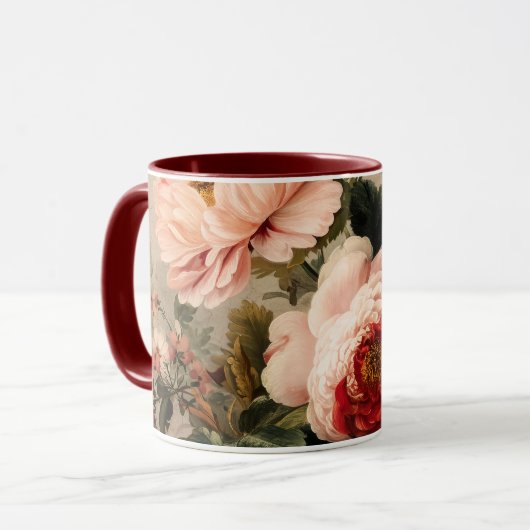 Levendige Vintage Bloemstuk Mok (Voorkant links)