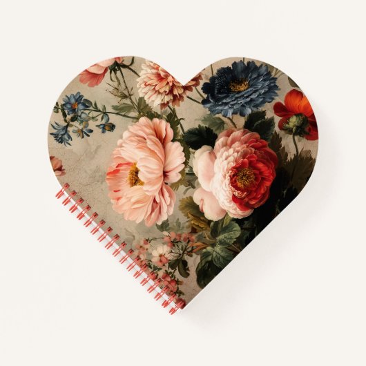 Levendige Vintage Bloemstuk Notitieboek (Voorkant)