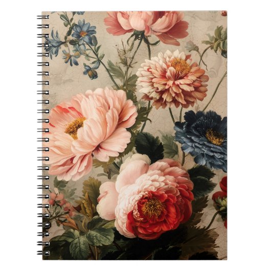 Levendige Vintage Bloemstuk Notitieboek (Voorkant)