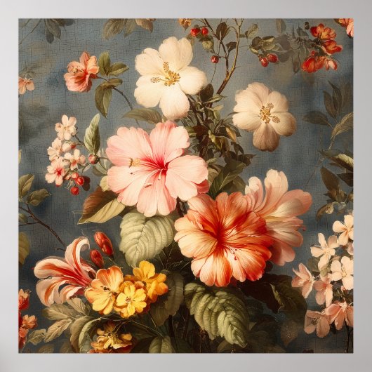 Levendige Vintage Bloemstuk Poster (Voorkant)