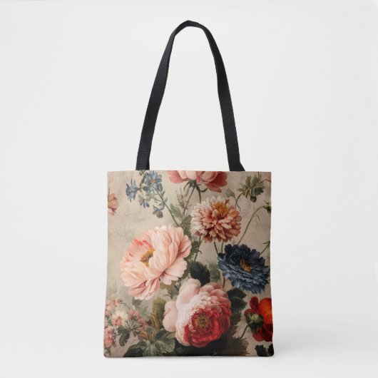 Levendige Vintage Bloemstuk Tote Bag (Voorkant)
