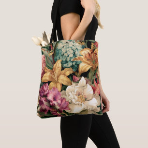 Levendige Vintage Bloemstuk Tote Bag