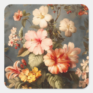 Levendige Vintage Bloemstuk Vierkante Sticker