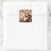 Levendige Vintage Bloemstuk Vierkante Sticker (Tas)