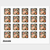 Levendige Vintage Bloemstuk Vierkante Sticker (Vel)