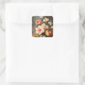 Levendige Vintage Bloemstuk Vierkante Sticker (Tas)
