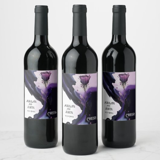 Levendige Violet Bruiloft Wijn Etiketten (Flessen)