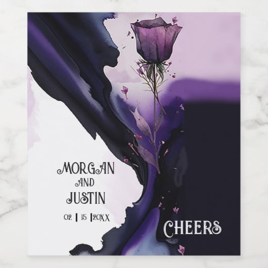 Levendige Violet Bruiloft Wijn Etiketten (Enkel label)