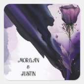 Levendige Violet Roos Trouwstickers Vierkante Sticker (Voorkant)