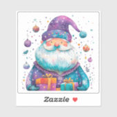 Levendige Violet Santa met geschenken & Ornamenten Sticker (Vel)
