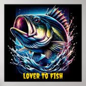 Levendige vis grijnzend onder water poster (Voorkant)