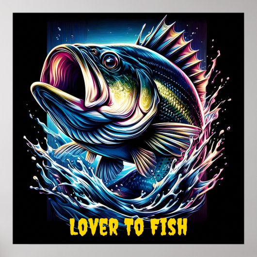 Levendige vis grijnzend onder water poster (Voorkant)