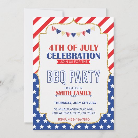 Levendige vlag Design Independence Day Party Kaart (Voorkant)