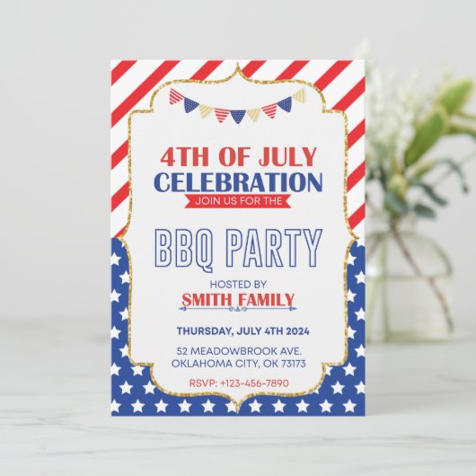 Levendige vlag Design Independence Day Party Kaart (Staand voorkant)