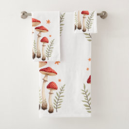 Levendige vliegenzwam & botanische elementen bad handdoek