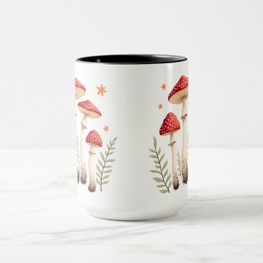 Levendige vliegenzwam & botanische elementen mok (Midden)