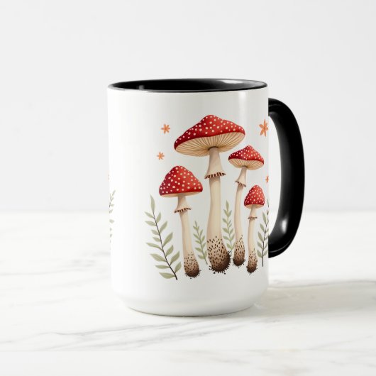 Levendige vliegenzwam & botanische elementen mok (Voorkant rechts)