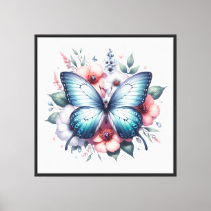 Levendige Vlinder Bloemenboeket Kunst-96283 Canvas Afdruk