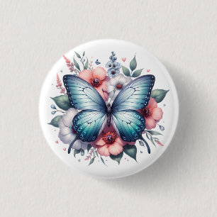 Levendige Vlinder Bloemenboeket Kunst-96283 Ronde Button 3,2 Cm
