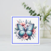 Levendige Vlinder Bloemstuk Bruiloft Kaart (Staand voorkant)