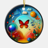 Levendige Vlinder Fantasie Tuin Keramisch Ornament (Voorkant)