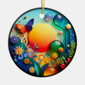 Levendige Vlinder Fantasie Tuin Keramisch Ornament (Voorkant)