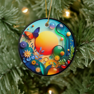 Levendige Vlinder Fantasie Tuin Keramisch Ornament